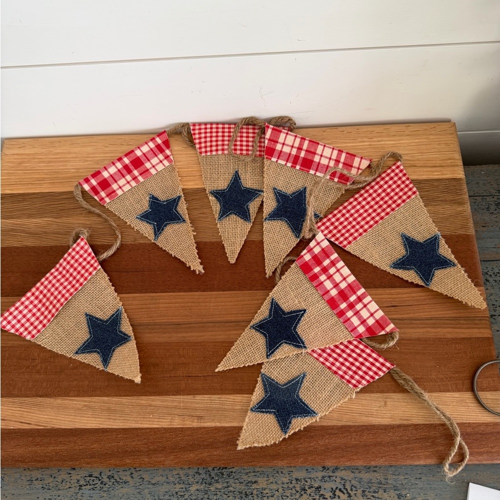 Patriotic Garland Red White Blue Stars